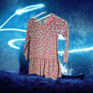 Gymboree Long Sleeve Dress Leopard Print Size 10 Pink/Gray‎ (N86)